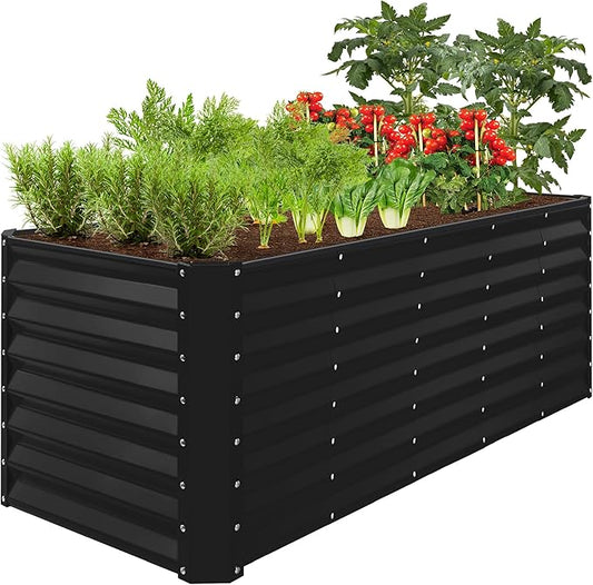 Best Choice Products 8x2x2ft Raised Outdoor Metal Garden Bed, Deep Root Box Planter for Vegetables, Flowers, Herbs, 240 Gallon Capacity, 100% Non Toxic Materials - Black