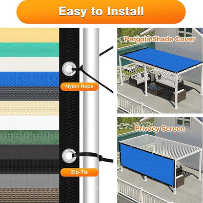 Artpuch Outdoor Pergola Shade Cover 5' X 5' Sun Shade Cloth with Grommets, 90% UV Protection Canopy Patio Privacy Screen (Customized Available) GN107, Blue