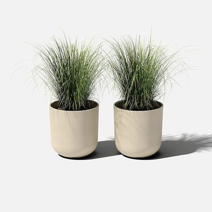 Veradek Mason Series Lima Planter - Round Planter for Indoor or Outdoor Porch/Garden | Made from Plastic-Stone Composite with Drainage Holes | Modern Décor for Succulents, Flowers, Small Plants