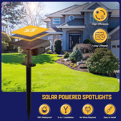 Kyosho Solar Spot Lights Outdoor, IP67 Waterproof 38 LED Solar Powered Landscape Spotlights for Yard, Garden, Driveway, Walkway, Auto On/Off, 3 Modes, 6 Pack