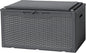 Flamaker Deck Box with Cushion 100 Gallon Waterproof Resin Storage Box with Air Rod Indoor Outdoor Lockable Storage Bench for Patio Furniture, Tools, Pool Accessories (Gray)