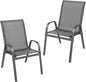 ONBRILL Patio Chairs set of 2, Easy Assembly Stackable Outdoor Dining Chairs with Wide Seat and Sturdy Metal Frame, Breathable All Weather Textilene Outdoor Chairs Set of 2 for Deck, Pool, Porch, Grey