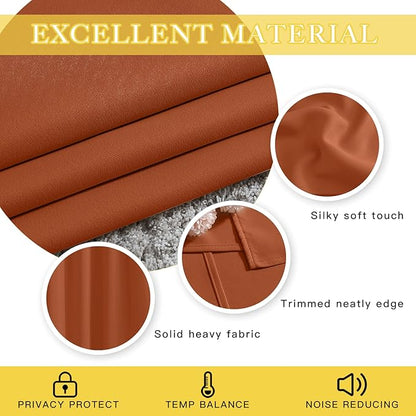 NICETOWN Blackout Living Room Curtain 108 inches Length - Grommet Thermal Insulated Cold & Heat Blocking Window Treatment Sound Reducing Drape for Bedroom (Burnt Orange, 1 Panel, W52 x L108)