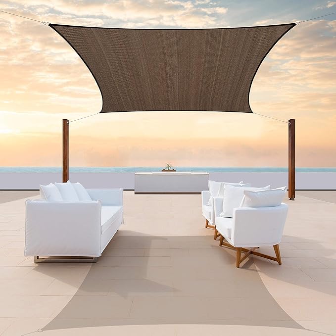 ColourTree TAPR1616 Custom Size 8' x 9' Brown Sun Shade Sail Canopy UV Block UPF50 Rectangle - Commercial Standard Heavy Duty - 190 GSM - 3 Years Warranty