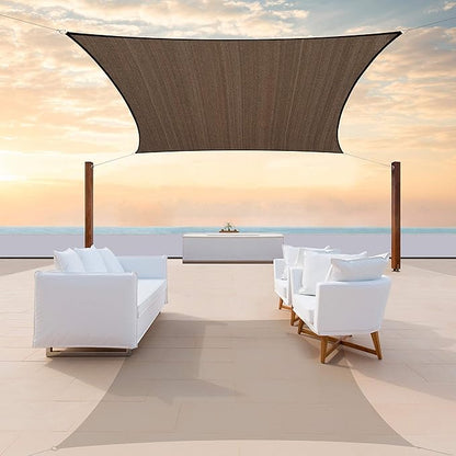 ColourTree TAPR1616 Custom Size 18' x 18' Brown Sun Shade Sail Canopy UV Block UPF50 Rectangle - Commercial Standard Heavy Duty - 190 GSM - 3 Years Warranty