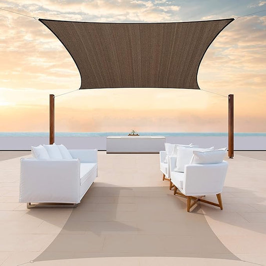 ColourTree TAPR1616 Custom Size 16' x 24' Brown Sun Shade Sail Canopy UV Block UPF50 Rectangle - Commercial Standard Heavy Duty - 190 GSM - 3 Years Warranty
