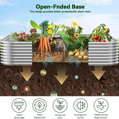 3 Pack Corrugated Galvanized Steel Raised Garden Bed Outdoor, Metal Above Ground Garden Bed for Vegetables and Flowers, Raised Beds for Gardening-3x2FT