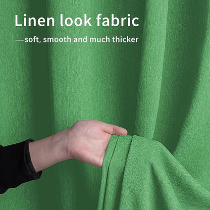 Easy-Going Linen Look Outdoor Curtains Waterproof Windproof Porch Curtains, Soft Thicken Outdoor Privacy Curtains for Patio, Gazebo, Grommet Top and Tab Bottom Drape, 1 Panel, 54x96 inch, Green