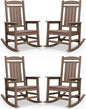 SERWALL HDPE Outdoor Rocking Chair Set of 4, Patio Rocking Chairs, All-Weather Porch Rockers for Adults, Brown