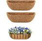 2 Pcs 30 Inch Trough Coco Liner for Window Box, 100% Natural Half Moon Coconut Coir Planter, Replaceable Coconut Fiber Liner for Window Boxes & Fence Flower Baskets (2, 30 inch)