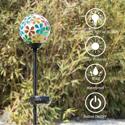 VCUTEKA Solar Garden Lights - Mosaic Solar Lights Outdoor Decor Pathway Light Waterpoof LED Stake Light for Landscape Lawn Patio Yard Decoration (Multicolor) 1 Pack