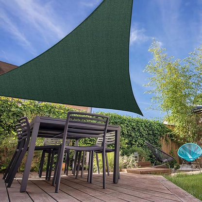 E&K Sunrise 14' x 14' x 14' Sun Shade Sail Triangle Canopy Shade Cover UV Block for Patio Backyard Garden Outdoor (Green)