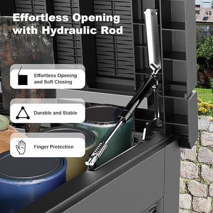 320 Gallon Outdoor Storage Box,Large Waterproof UV Resistant Deck Box,Lockable Storage Container for Patio Furniture Cushions Garden Tools and Pool Accessories(Black)