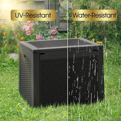 Outdoor Storage Box, Resin Deck Boxes Indoor and outdoor, Waterproof Storage Box Lockable Lid (Black, 35 Gallon-2 Pack)