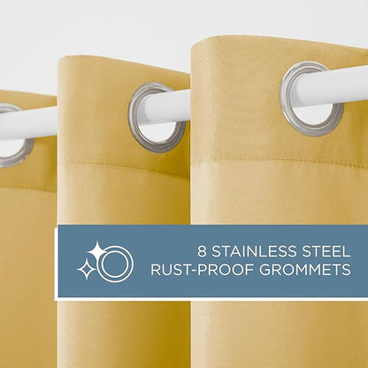 TOWN & COUNTRY BASICS Cabana Solid Heavyweight Indoor Outdoor Curtains, Light Filtering Opacity with Grommet Top, Water Repellent, 2-Pack Set, 54"x84", Sundress Yellow