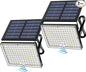 JACKYLED Motion Solar Lights Outdoor, 113 LED Cool White Bright Solar Flood Lights Waterproof, Dusk to Dawn Outdoor Solar Powered Security Lights for Fence Porch Patio Yard Garage, 2 Pack