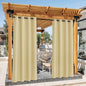 NICETOWN Canvas Patio Curtains Outdoor Waterproof, Rustproof Grommet Durable Thick Privacy Indoor/Outdoor Curtains & Drapes for Porch/Pergola/Cabana, W55 x L95, Light Beige, 2 Panels