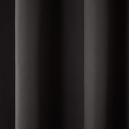 Town & Country Basics Cabana Solid Heavyweight Indoor Outdoor Curtains, Light Filtering Opacity with Grommet Top, Water Repellent, 2-Pack Set, 54"x96", Black