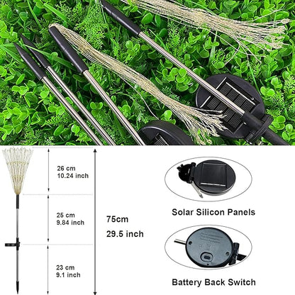 FOOING 6 Pcs Solar Garden Lights Solar Firework Lights, 200 LED String Light 2 Modes Twinkling Nightlight for Outside, Wedding, Party,Patio Home Deceration (Warm White)