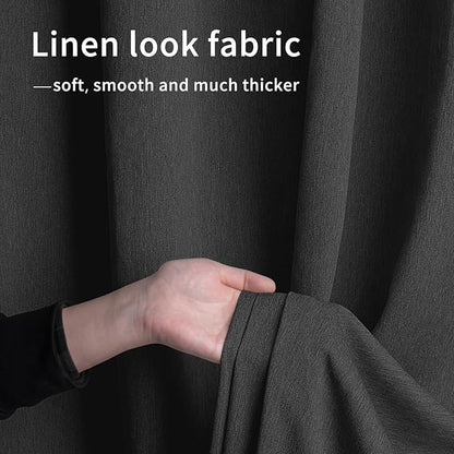 Easy-Going Linen Look Outdoor Curtains Waterproof Windproof Porch Curtains, Soft Thicken Outdoor Privacy Curtains for Patio, Gazebo, Grommet Top and Tab Bottom Drape, 1 Panel, 54x84 inch, Black