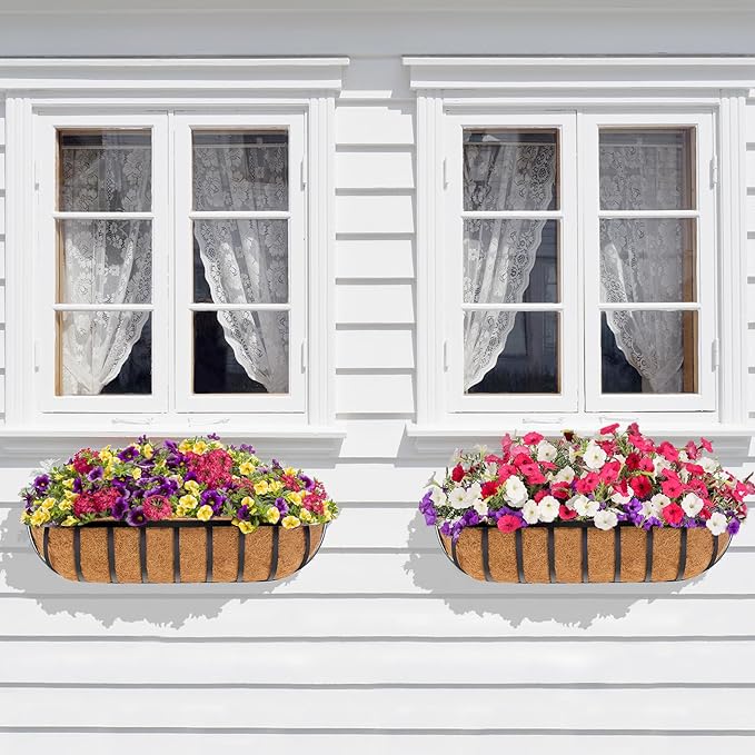 Y&M 30" Coco Liner for Window Box Deck Basket Planter Trough Coconut Fiber Liners, 2pcs Trough Coco Liner Pre-Formed Replacement