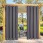 NICETOWN Blackout Outdoor Curtain for Patio Waterproof Extra Long 120", Windproof Energy Saving Top and Bottom Rustproof Grommets Outdoor Drape for Porch, 1 Piece, 52 inches Wide, Grey