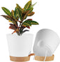 FaithLand 2-Pack 9 Inch Planter Pots for Indoor Outdoor Plants, Self Watering Flower Pots with Deep Reservoir, White with Terracotta …