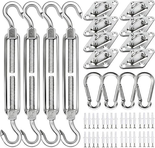 yofit Shade Sail Hardware Kit 5 inch for Triangle Rectangle Sun Shade Sail Installation, 304 Grade Stainless for Garden Outdoors, 80 Pcs