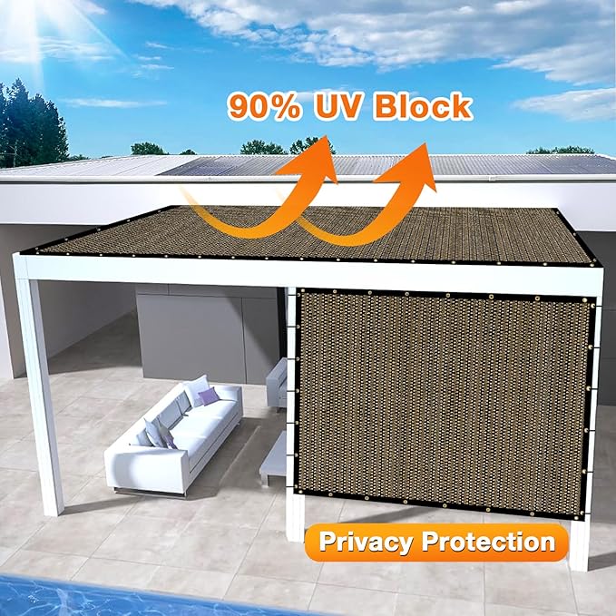 Artpuch Outdoor Pergola Shade Cover 6x21 FT Sun Shade Cloth with Grommets Mocha 90% UV Protection Canopy Patio Privacy Screen (Customized Available)