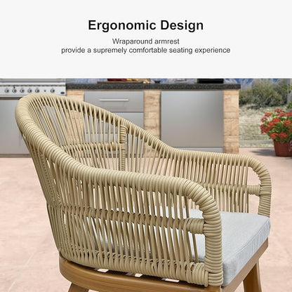 PURPLE LEAF 9 Pieces Patio Dining Set with Outdoor Aluminium Square Dining Table and Woven Chairs Modern Metal Furniture Cushions Sets for Garden Yard Indoor Decor Kitchen Teak