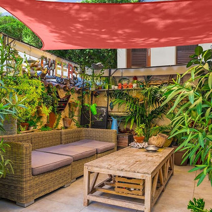 AsterOutdoor Sun Shade Sail Rectangle 12' x 12' UV Block Canopy for Patio Backyard Lawn Garden Outdoor Activities, Terra
