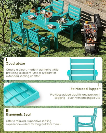 GREENVINES Outdoor Dining Chair | HDPE | Patio Chairs | All-Weather | Aqua