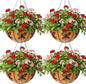 Metal 10 inch Round Planter, 4 Pack Hanging Wire Basket with Coco Fiber Liners for Outdoor Plants, Garden, Patio, Deck, Porch