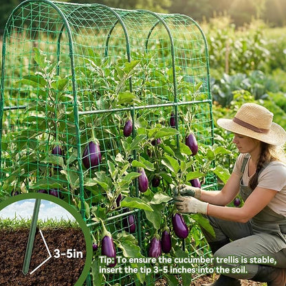 Cucumber Trellis for Raised Bed, U-Shape Garden Trellis for Climbing Plants Outdoor, Metal Arch Trellis for Vegetables, Plant Support for Tomato, Pea, Zucchini, Squash