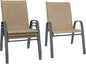 Betterhood Patio Chairs Set of 4, Stackable Outdoor Dining Chairs Set with Breathable Seat Fabric, All-Weather Powder-Coated Metal Frame for Deck, Pool Side and Backyard, 350LBS Capacity (Khaki)