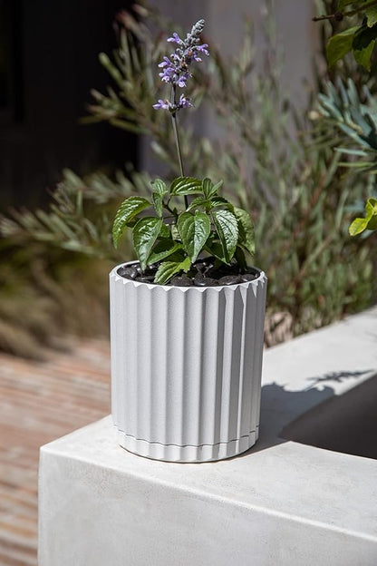 Veradek Demi Series Demi 6" Planter w/Tray - White, 2 Pack