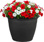 Sunnydaze 24-Inch Anjelica Large Plastic Pot for Plants - Outdoor Double-Walled Large Plastic Planter with Drillable Drainage Holes - Matte Black