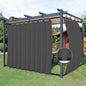 Easy-Going Outdoor Patio Curtains Detachable Tab Top Windproof Weatherproof Curtain for Cabana, Porch, Pergola and Gazebo, Tab Bottom Drape, 2 Panels, 110W x 96L inch, Gray
