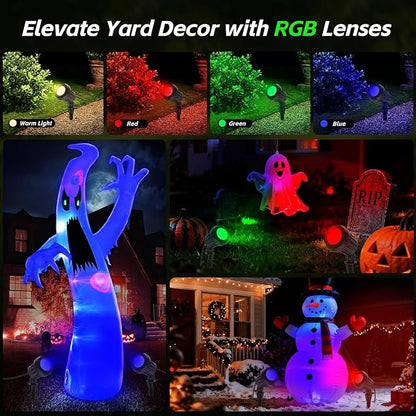 Spotlight Outdoor – 120V Plug-in, 2700K Warm White LED Landscape Spot Lights with RGB 3 Lenses for Yard, Garden, Lawn&Tree Decor, IP67 Waterproof, Perfect for Holidays&Everyday (1 Pack, Black)