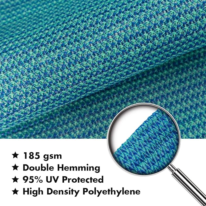 KANAGAWA 14'X16' Turquoise Mix Custom Size Sun Shade Sail Rectangle UV Block Canopy Cover for Patio Backyard Lawn Garden Outdoor (Customized Available)