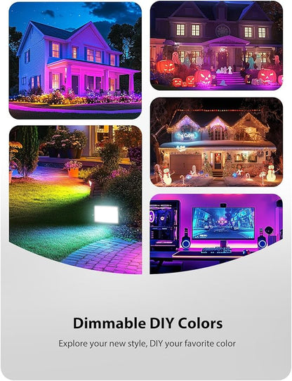 Onforu LED Flood Light Outdoor 250W Equivalent, 25W Color Changing RGBW Floodlight with Remote, 2700K Warm White IP66 Stage Lighting Indoor Uplights for Events, Uplighting for Party 4 Pack