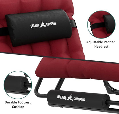 UDPATIO Oversized Zero Gravity Chair, 33In XXL Patio Reclining Chair with Cushion, Outdoor Folding Recliner with Pillows|Cup Holder|Foot Rest|Padded Headrest, Burgundy, Support 500LB