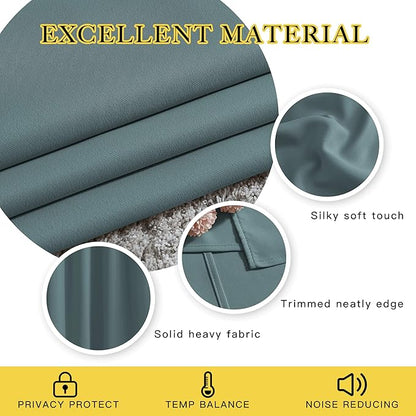 NICETOWN Blackout Curtains 63 Length for Nursery - Grommet Window Treatment Thermal Insulated Solid Room Darkening Drapes for Living Room, Greyish Blue, 1 Panel, W52 x L63