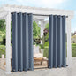 NICETOWN 2 Panels Patio Curtains Outdoor Waterproof & Windproof, Top and Bottom Wind-Break Thermal Insulated Blackout Blinds Sound Reducing Outdoor Drapes for Pergola, W52 x L95, Stone Blue