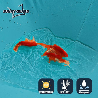SUNNY GUARD Waterproof Sun Shade Sail 9'x9'x9' Turquoise Blue Triangle UV Block Sunshade for Backyard Yard Deck Patio Garden Outdoor Activities and Facility(Customized)