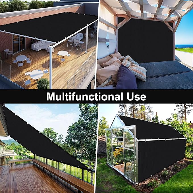 Artpuch 90% Sun Shade Cloth, 8 x 10 FT Pergola Shade Cover Canopy with Grommets, Sun Screen Fabric Tarp for Patio, Outdoor, Garden, Backyard, Black