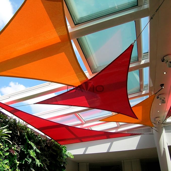 Patio Paradise 2' x 2' x 2' Sun Shade Sail Triangle Canopy Shade Cloth Fabric Sunlight Block Patio Pergola Cover HDPE Deck Awning for Outdoor Backyard Roof Shading, Orange