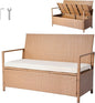 VEVOR Outdoor Storage Bench, 2-Person PE Rattan Storage Bench, 70 Gal Deck Box with Cushion, Supports up to 265 lbs, Weatherproof Outdoor Seating & Porch Decor for Patio Garden Balcony Yard