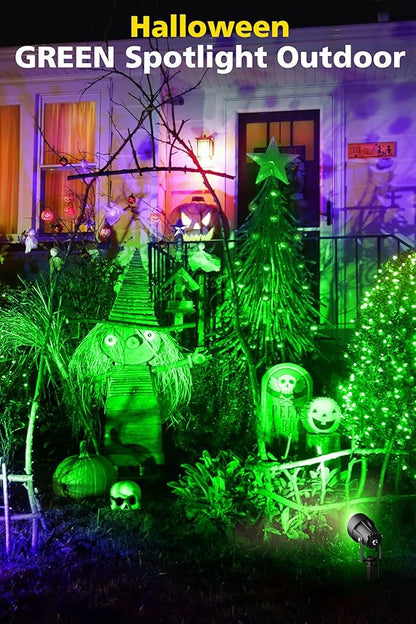 T-SUN Green Spotlight Outdoor, Waterproof LED Landscape Lighting with US Plug, Easy Install 270° Adjustable Outdoor Spot Lights for Garden Tree Yard Decor