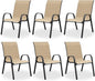 Patio Dining Chair Set of 6, Outdoor Stackable Dining Chairs High Back for All Weather, Patio Furniture for Backyard, Porch, Garden, Pool Deck (Brown)